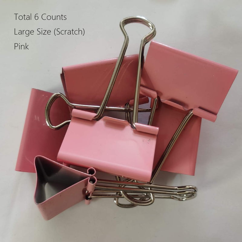 nctinystore Large Binder Clips Pink Color 2" / 2 inches / 50 mm a Little bit Scratch Jumbo (Huge) Paper Clips (6 PCS, Pink) - Image 5
